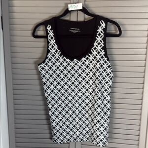 Chico's Black and White Geometric Fitted Tank Top
